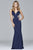 Faviana - s7916 Beaded Fitted Neoprene Gown in Blue