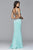 s7916 Long fitted neoprene dress with beading at side waist