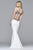 s7916 Long fitted neoprene dress with beading at side waist