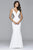 s7916 Long fitted neoprene dress with beading at side waist