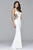 s7916 Long fitted neoprene dress with beading at side waist