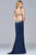 s7916 Long fitted neoprene dress with beading at side waist