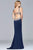 Faviana - Beaded Fitted Neoprene Gown s7916 In Blue