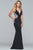 Faviana - s7916 Beaded Fitted Neoprene Gown in Black
