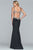 Faviana - Beaded Fitted Neoprene Gown s7916 - 1 Pc Navy in size 0 Available