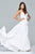 s7933 Long dress with lace bodice and tiered skirt