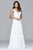 s7933 Long dress with lace bodice and tiered skirt
