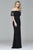 Faviana - Lace Off Shoulder Trumpet Dress in Black