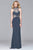 s7960 Long jersey halter dress with metallic trim