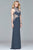 s7960 Long jersey halter dress with metallic trim