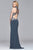 s7960 Long jersey halter dress with metallic trim