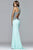s7960 Long jersey halter dress with metallic trim