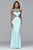 s7960 Long jersey halter dress with metallic trim
