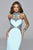 s7960 Long jersey halter dress with metallic trim