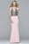 s7961 Long fit and flare with embroidered v-neck bodice