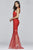 s7971 Long sequined lace dress with halter-neck and tulle skirt