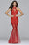 s7971 Long sequined lace dress with halter-neck and tulle skirt