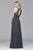 s7989 Long chiffon dress with bead detailing