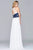 s7997 Long chiffon fit and flare with applique top