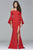 s8002 Long off-the-shoulder crepe dress