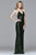 Faviana - Plunging Sequined Sheath Gown in Green