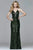 Faviana - Plunging Sequined Sheath Gown in Green