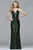 s8011 Long novelty sequin v-neck dress