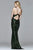 Faviana - Plunging Sequined Sheath Gown in Green