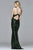s8011 Long novelty sequin v-neck dress