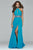 s8015 Long chiffon dress with beaded neckband and waistband