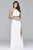 s8015 Long chiffon dress with beaded neckband and waistband