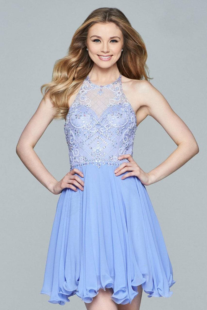 Beaded Halter Neck Chiffon Dress s8068