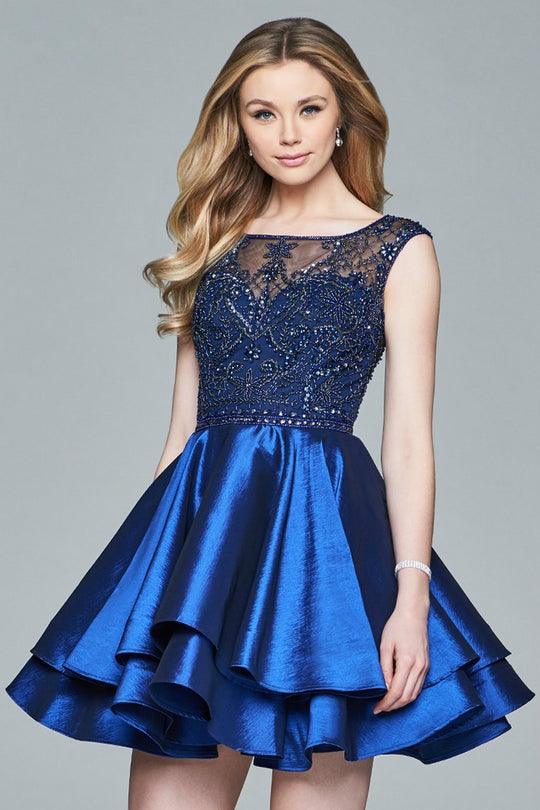 Beaded Stretch Taffeta Cocktail Dress s8069