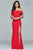 Faviana Off Shoulder Long Gown With Front Slit s8085 - 1 pc Red Hot In Size 8 Available In Red