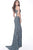 Jovani - 65993 Strappy Beaded Plunging V-Neck Dress In Silver