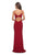 La Femme - 28079 Long Surplice High Slit Jersey Gown In Red