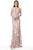 Jovani - 66914 Illusion Bateau Long Sheath Dress In Pink and Neutral