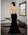 Saboroma - 4216 Floral Applique Sheer Back Off Shoulder Mermaid Gown In Black