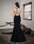 Saboroma - 4220 Embellished Plunging V-neck Trumpet Dress In Black