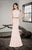 Saboroma - 4238 Sheer Lace Cap Sleeve Long Sheath Gown In Pink