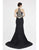 Saboroma - 4281 High Halter Trumpet Dress With Train In Black