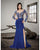Saboroma - 4298 Embellished Applique Nude Illusion Mermaid Gown In Blue