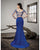 Saboroma - 4298 Embellished Applique Nude Illusion Mermaid Gown In Blue
