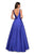 La Femme - 26768 Plunging Illusion Neckline Mikado A-line Gown In Blue