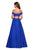 La Femme - 27556 Off-Shoulder Lace Organza A-line Dress In Blue