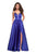 La Femme - 26994 Sexy Strappy Back Satin A-Line Evening Gown In Blue