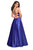 La Femme - 26994 Sexy Strappy Back Satin A-Line Evening Gown In Blue