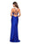 La Femme - 27501 Ruched Sweetheart Jersey Trumpet Dress In Blue