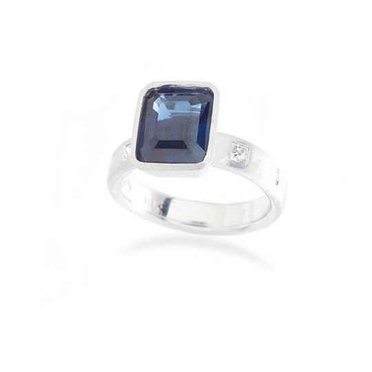 Sapphire and Princess Diamond Engagement Ring