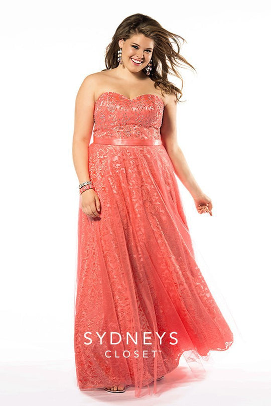 SC7145 Plus Size Dress in Dark Coral